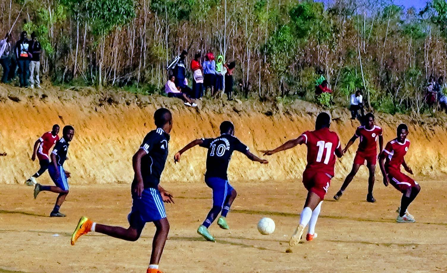 students playing soccer